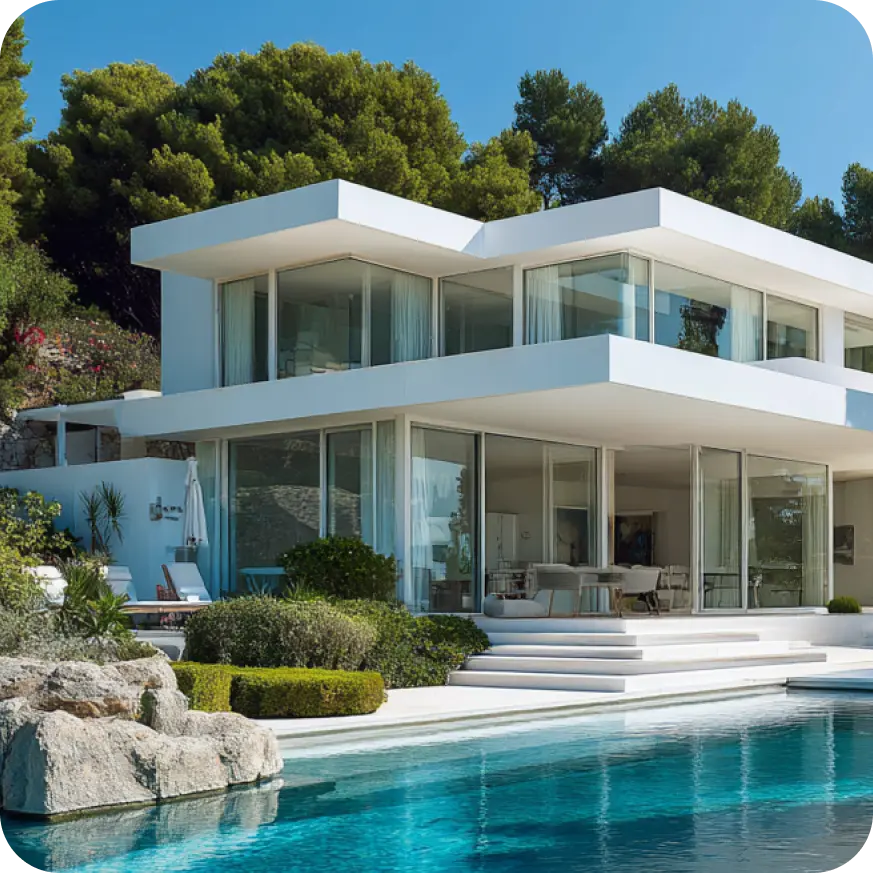 Luxury home with pool and landscaped yard