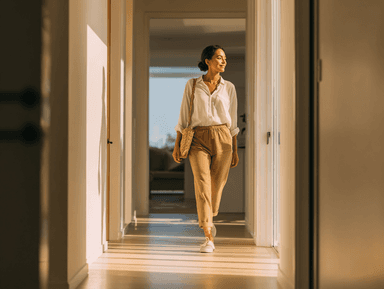 Homebuyer walking through a sunlit hallway, illustrating how real estate agents sell homes faster with video marketing.