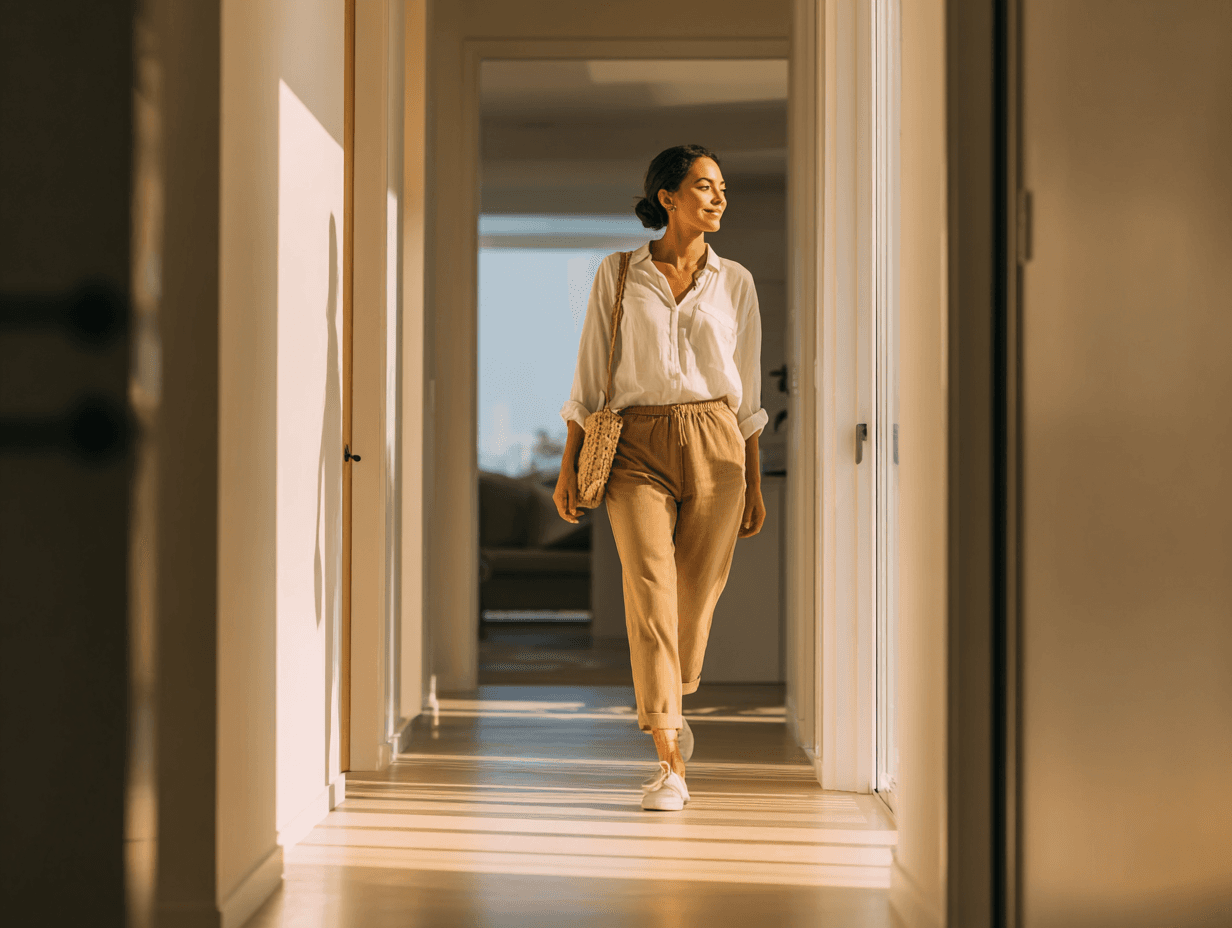 Homebuyer walking through a sunlit hallway, illustrating how real estate agents sell homes faster with video marketing.