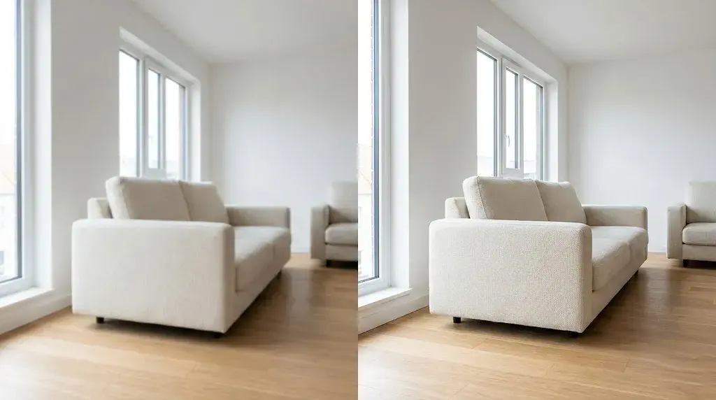 Before and after upscaling comparison